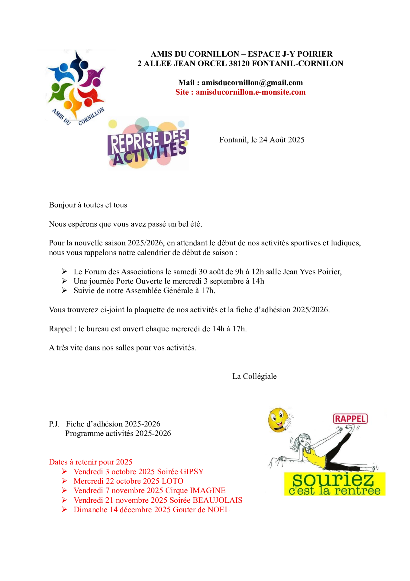Lettre debut saison 2025 2026